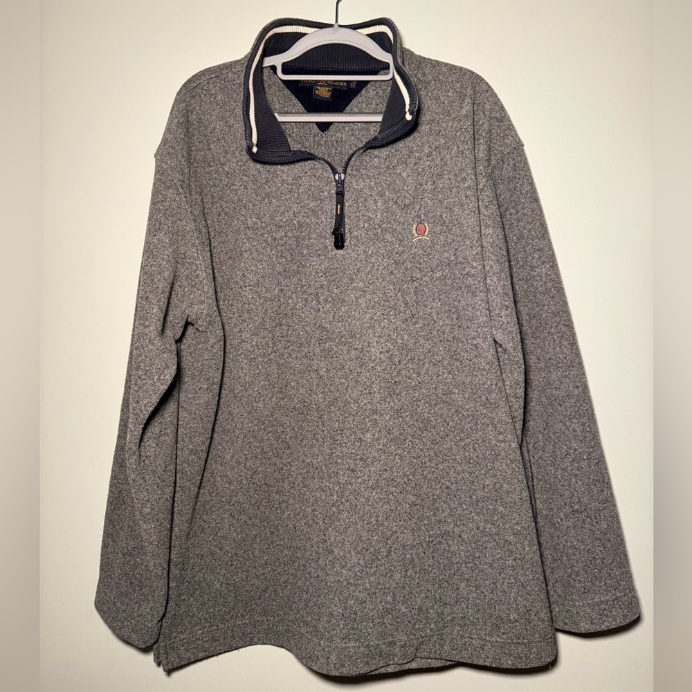 Vintage Tommy Hilfiger Y2K Gray Quarter Zip Sweater Men’s XL
